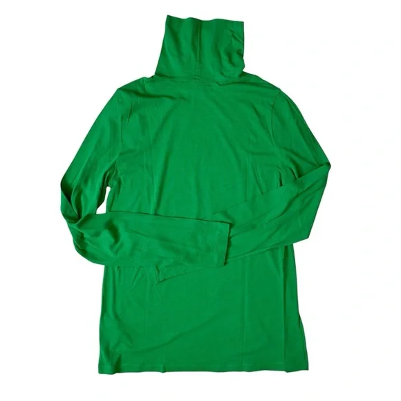 J.Crew Cotton Tissue Turtleneck Long Sleeve Top Kelly Green M - Picture 3 of 7